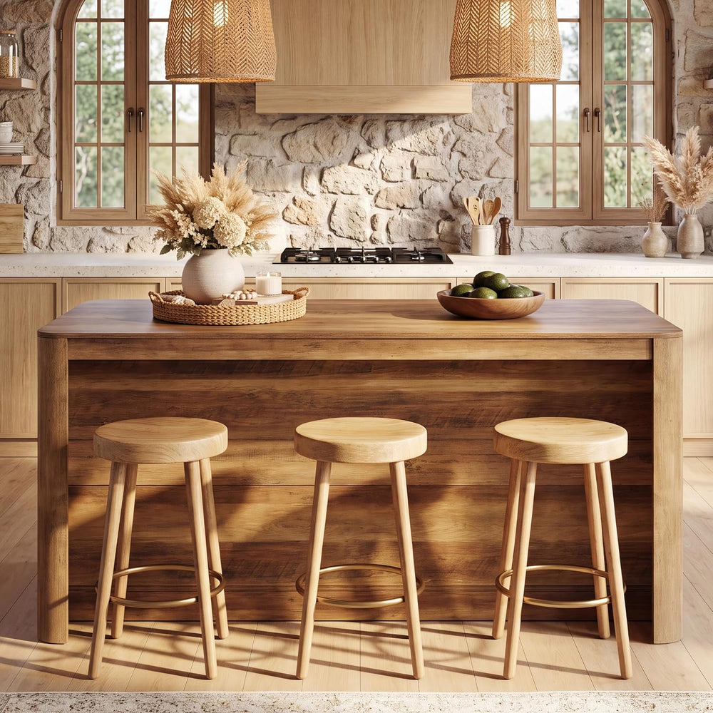 Tribesigns 59.1 Inch Kitchen Island with Open Storage | 3-Tier Rustic Wooden ...