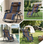 Amopatio Zero Gravity Reclining Patio Chair,XXL Foldable Lounge Chair with Removable Cup Holder/Headrest/Footrest,500LBS Capacity, Portable for Outdoor Patio Pool Backyard