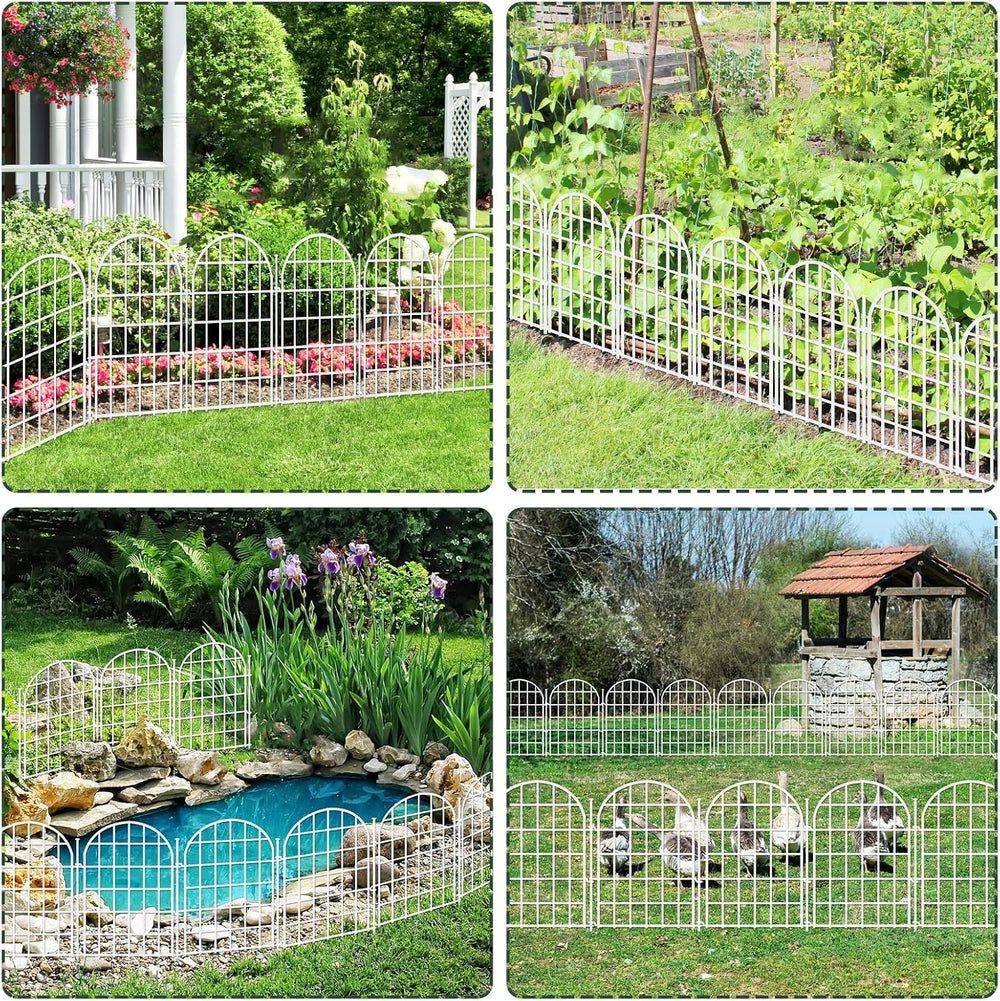 13.8ft(L) x 17in(H) Panels Garden Fence, 12 Panels Arched No Dig Fence, Decor...