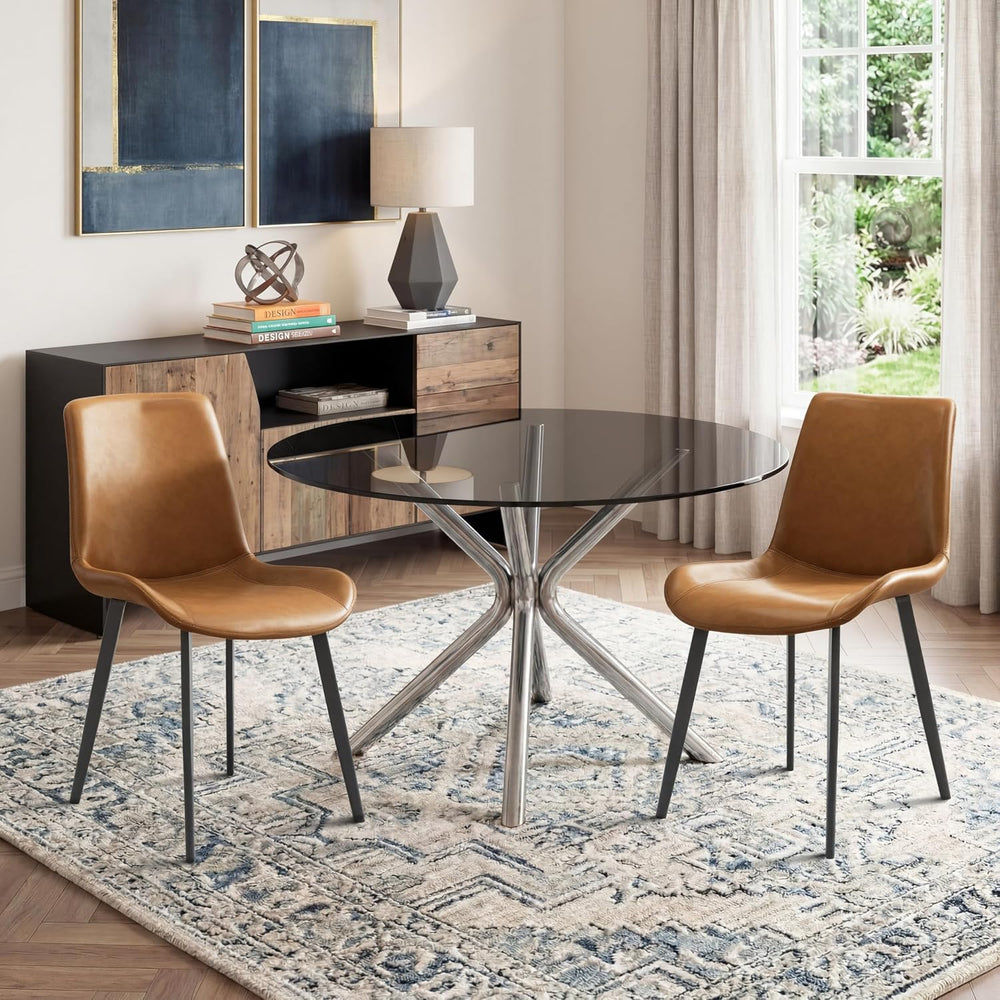 Dining Chairs Set of 2, Modern PU Leather Dining Room Chair with Sturdy Metal...