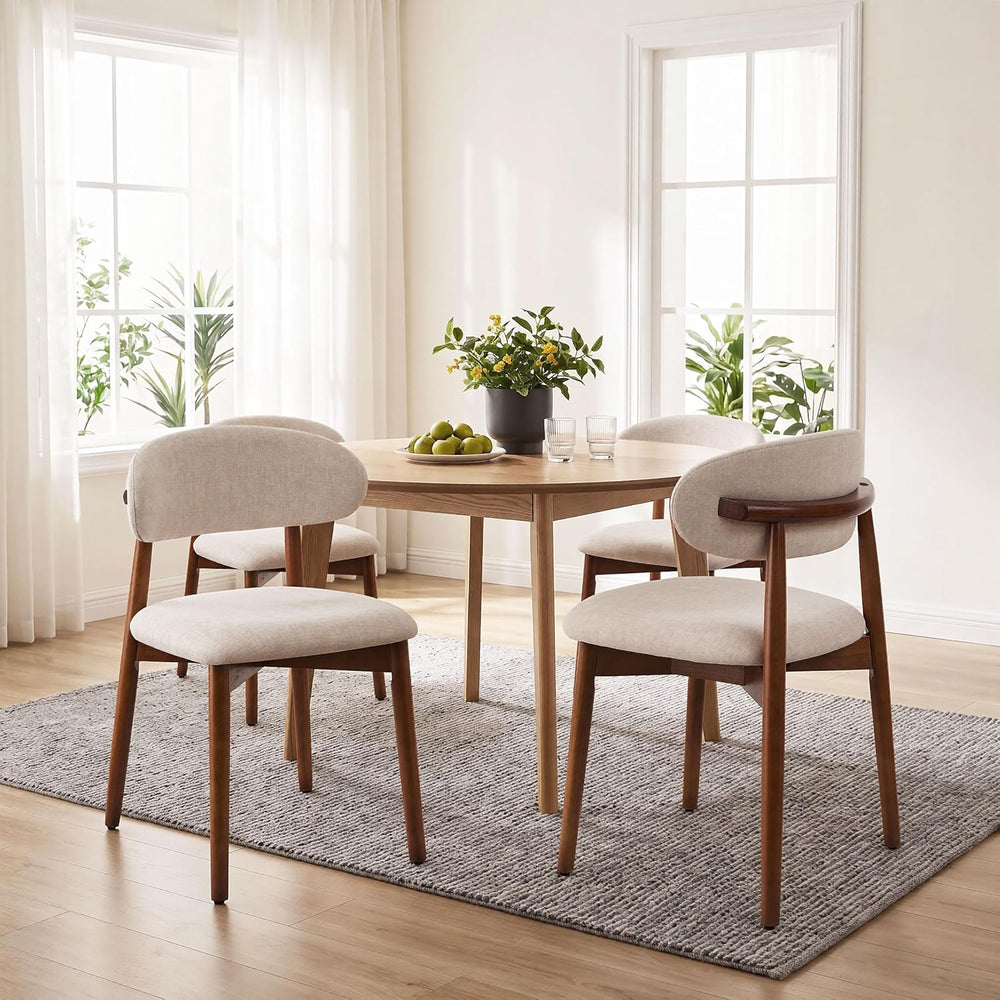 Dining Chairs Set of 4, Mid Century Modern Kitchen Chairs with Curve Back, Fa...