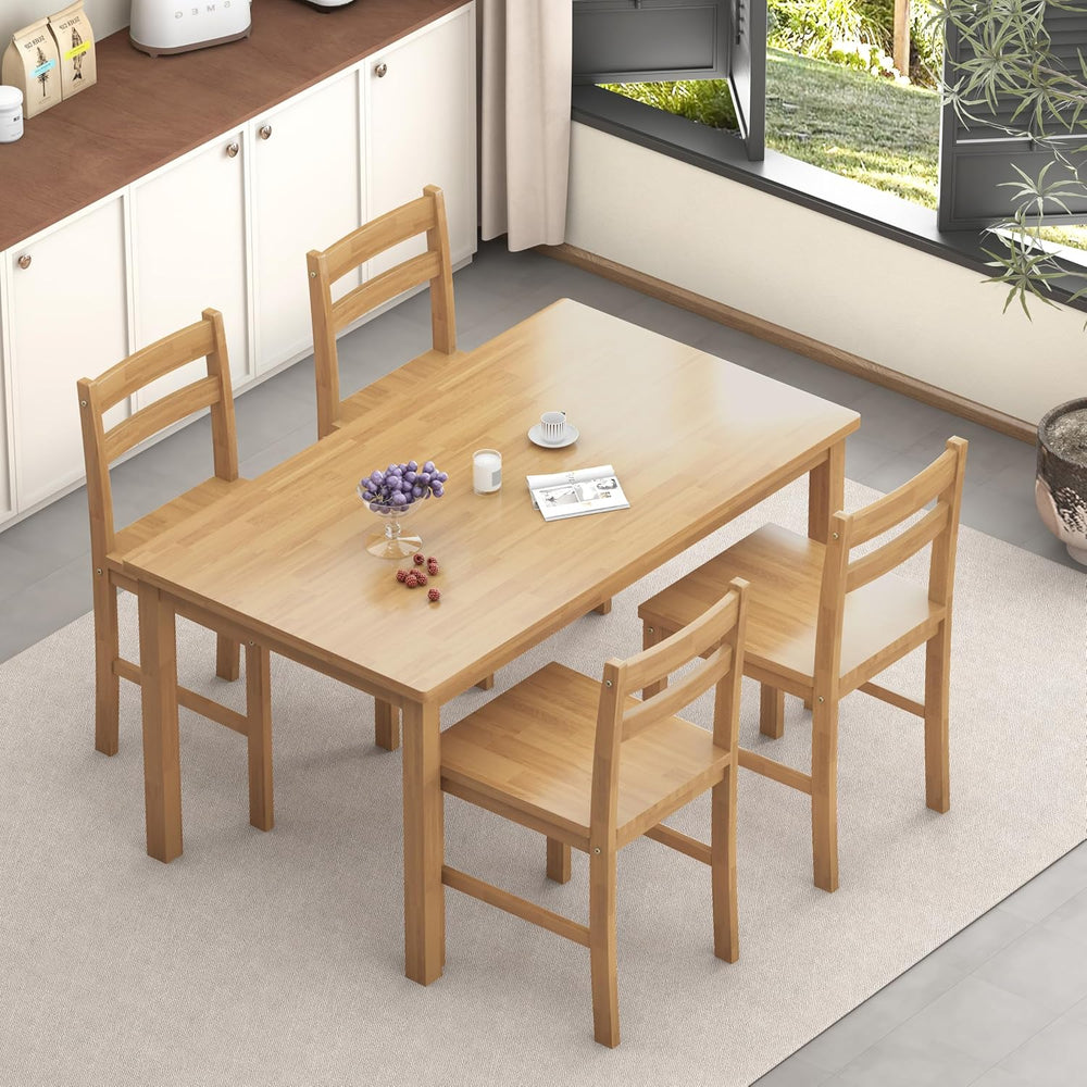 43.3 inch Solid Wood Indoor Modern Rectangular Dining Table Set for 4, Table ...
