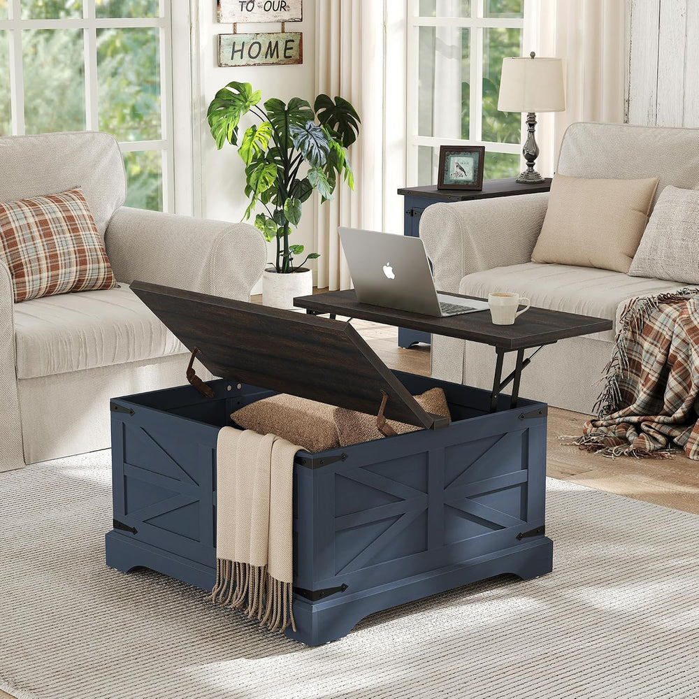 Furnideco Square Coffee Table with Storage Farmhouse Coffee Table with Liftin...