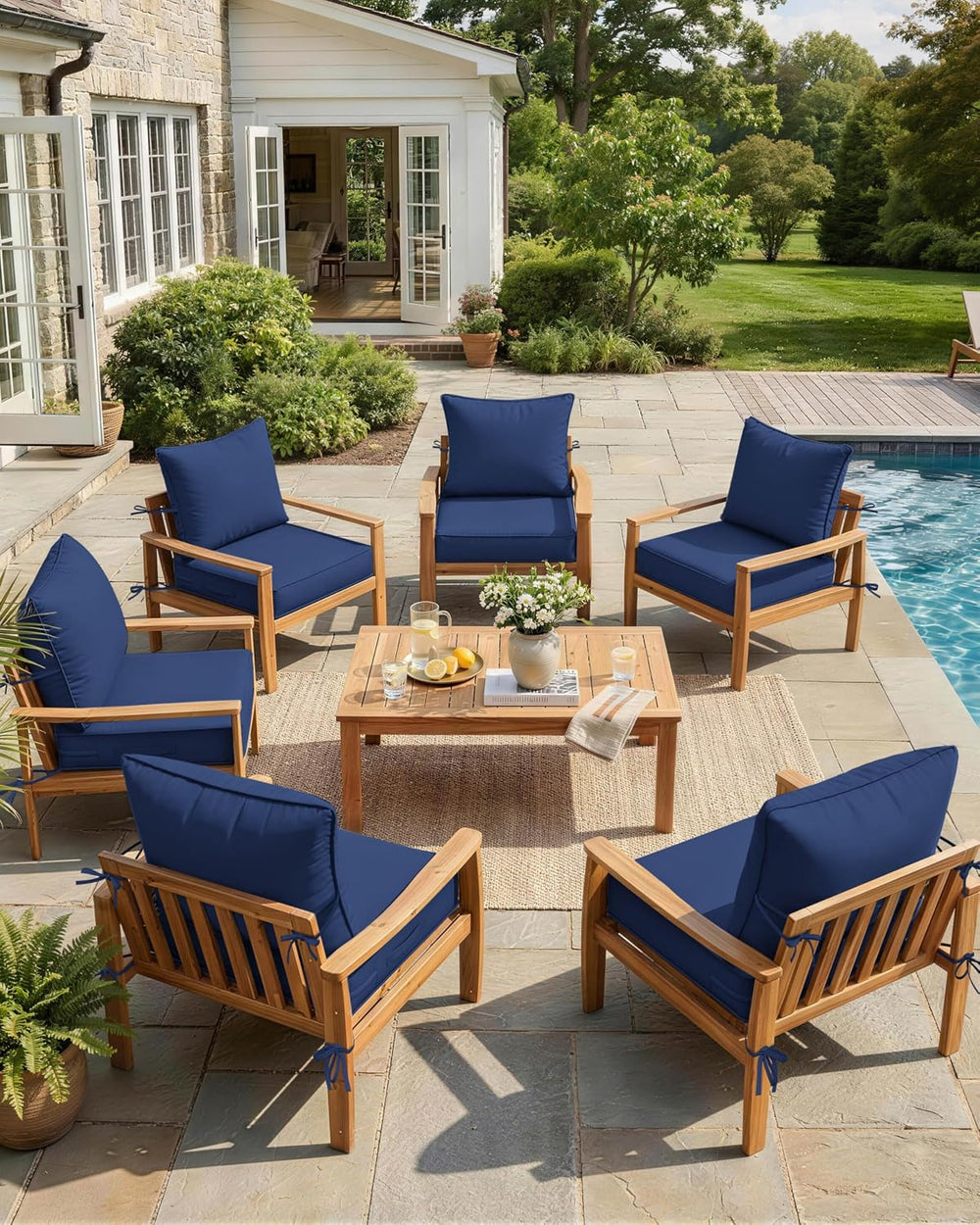 Outdoor Chair Cushion Set of 6, 24x24x5 Waterproof Fade Resistant