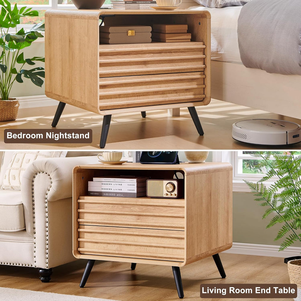 RedLemon 24" Nightstand Set of 2 with Charger Station, Mid Century Moder...