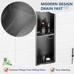 Stainless Steel Shower Niche 24" X 8", No Tile Needed Wall Niche Double Shelves, Recessed Shower Shelf for Bathroom Storage, Gun Metal