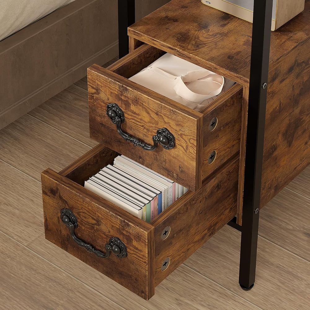 VECELO Narrow Side Table Set of 2, Night Stand Sofa Table with Glass Top,Beds...