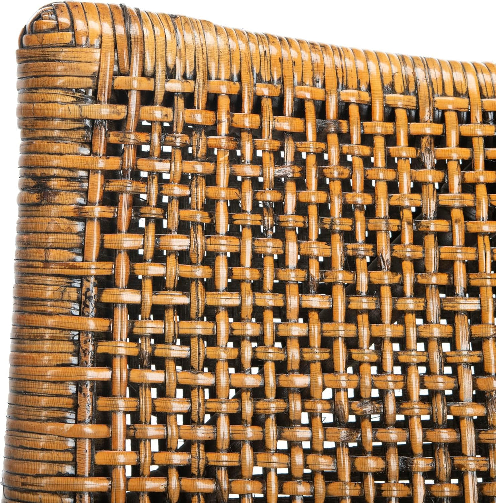 SAFAVIEH Gianni Rattan Arm Chair 19.8”, Solid Wood Brown & Black SEA4011A...