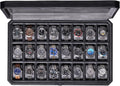 ROTHWELL 24 Slot Watch Case with Lock – Luxury Watch Box to Display and Organize Your Collection | Real Glass Top | Premium Storage for Collectors (Black/Grey)