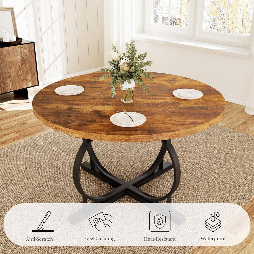HIPIHOM 43.3"-59" Extendable Round Dining Table for 4-6 People, Mod...