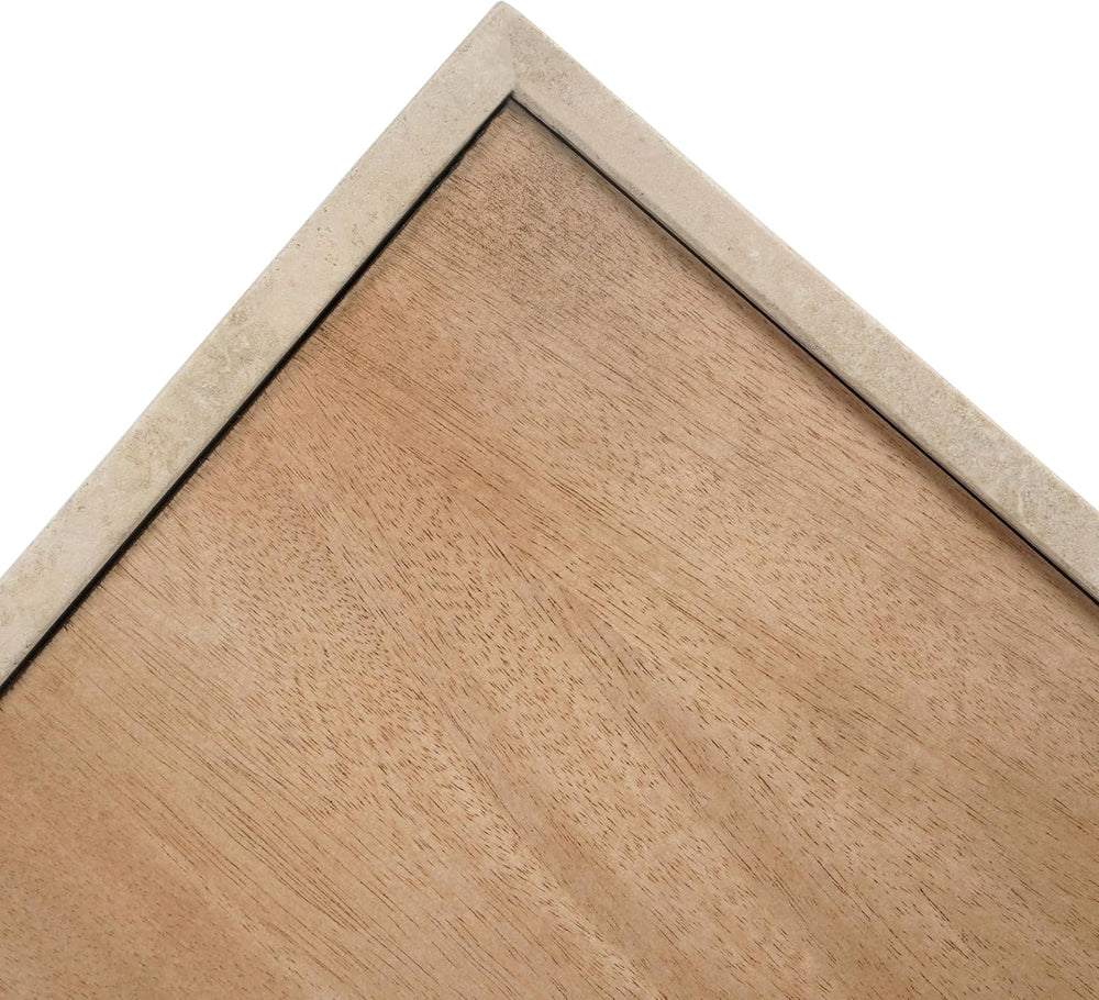 SAFAVIEH Couture - Leslianne Square Accent Table - Natural Solid Wood Top &am...