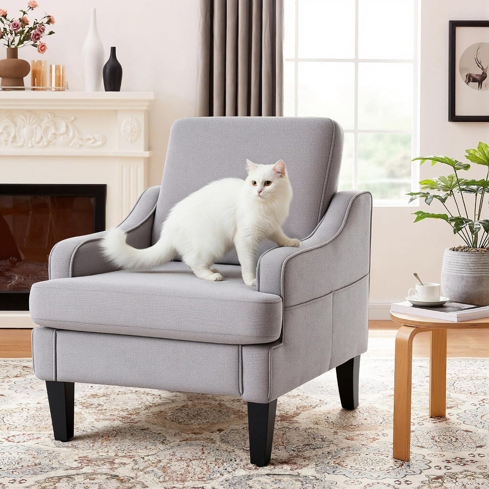 Set of 2 Accent Chair for Living Room,Mid-Century Arm Chair Fabric Living Roo...