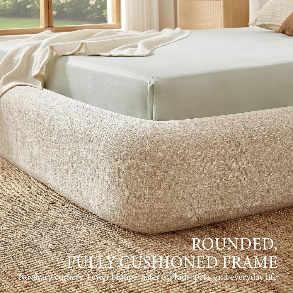 XIAO WEI Queen Cloud Bed Frame, Upholstered Platform Bed Frame with Headboard...