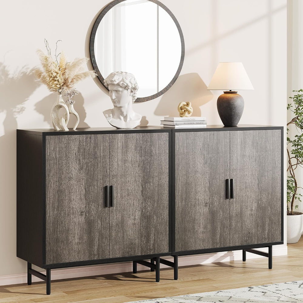 63" Sideboard Buffet Cabinet with Storage, Kitchen Storage Cabinet w/ Ad...