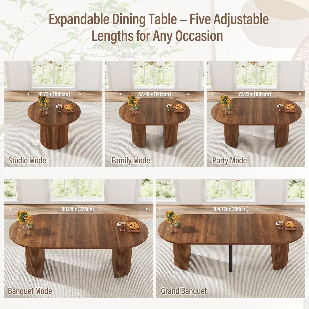 weselon 42"-105" Extendable Dining Table for 4-12, Expandable Oval ...
