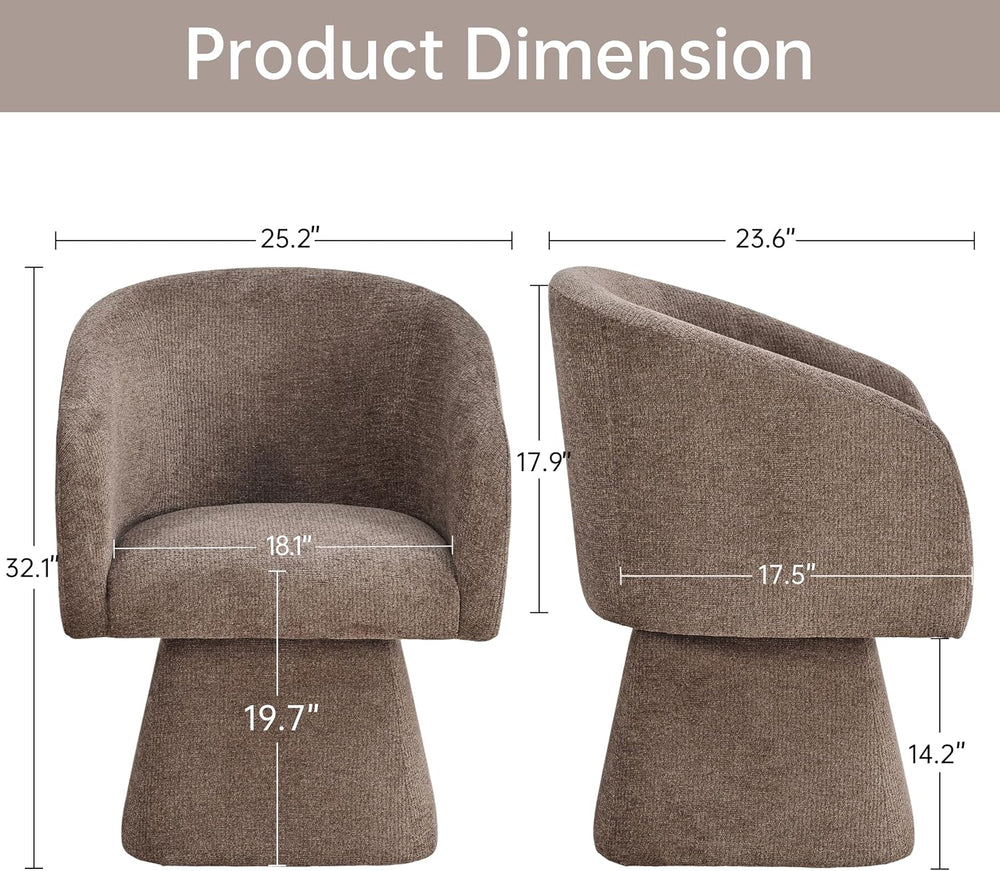 VKNOW Upholstered Swivel Dining Chairs Set of 2 with Barrel Back and Arm | Mo...
