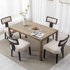 Mid Century Modern Dining Chairs Set of 4 Linen Fabric Upholstered Kitchen Side Chairs with Nailhead Trim, Modern Kitchen Armless Solid Wood Dining Chairs, Beige