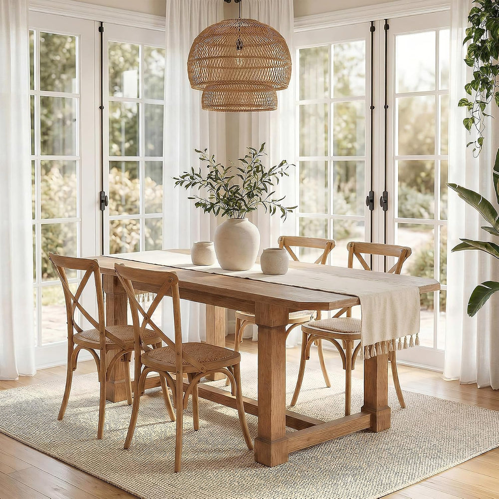 63" Solid Wood Dining Table, Rectangular Kitchen Table with Sturdy Legs,...