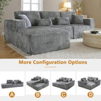 Cloud Sectional Couch, 110 Inch Modern Modular Sectional Sofa with Deep Seat, Corduroy Boneless Couches with L-Shape Left Chaise for Living Room Bedroom, No Assembly Required
