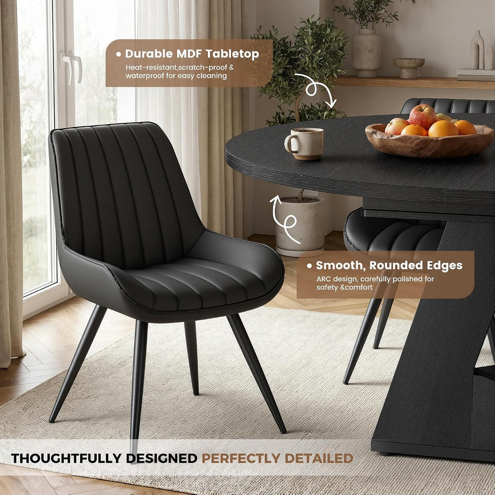 Miereirl Extendable Dining Table Set for 4-6, 47.24"-63" Round to O...