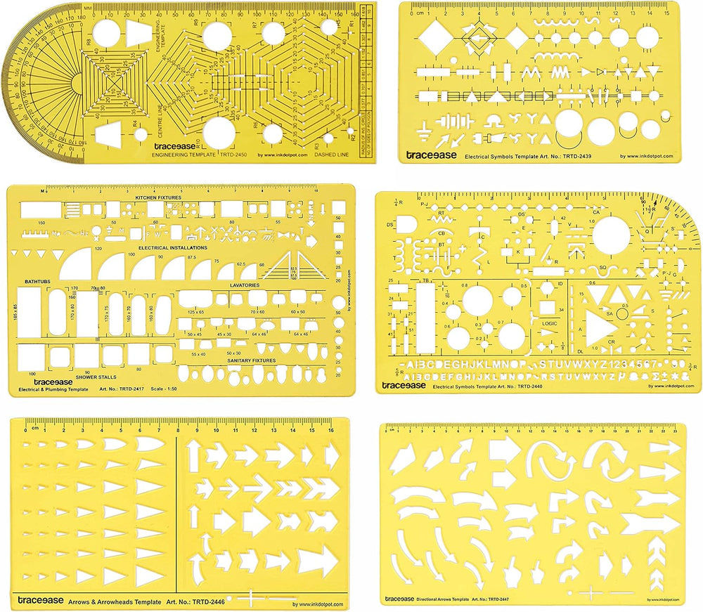 Traceease Engineering, Electrical & Arrow Multi-Pattern Template Stencil ...