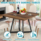 Square Dining Table for 2-4, 31.5" Small Dinner Table with Metal Frame Base Square Kitchen Tables for Dining Room, Kitchen, Living Room, Brown & Black