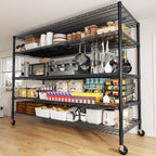 REIBII 85.7"H Garage Shelving 2998LBS Storage Shelves with Wheels&Feet,5 Tier Garage Shelves Heavy Duty Adjustable Wire Shelving for Basement Commercial Industrial Pantry, 85.7"H X 55.5"W X 24.2"D
