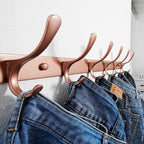 SKOLOO Coat Rack Wall Mounted - 6 Hooks, Heavy Duty, Stainless Steel, Metal Wall Hanger, Sturdy Coat Hooks for Hanging Coats, Jacket, Clothes, Hat, Matte Rose Gold