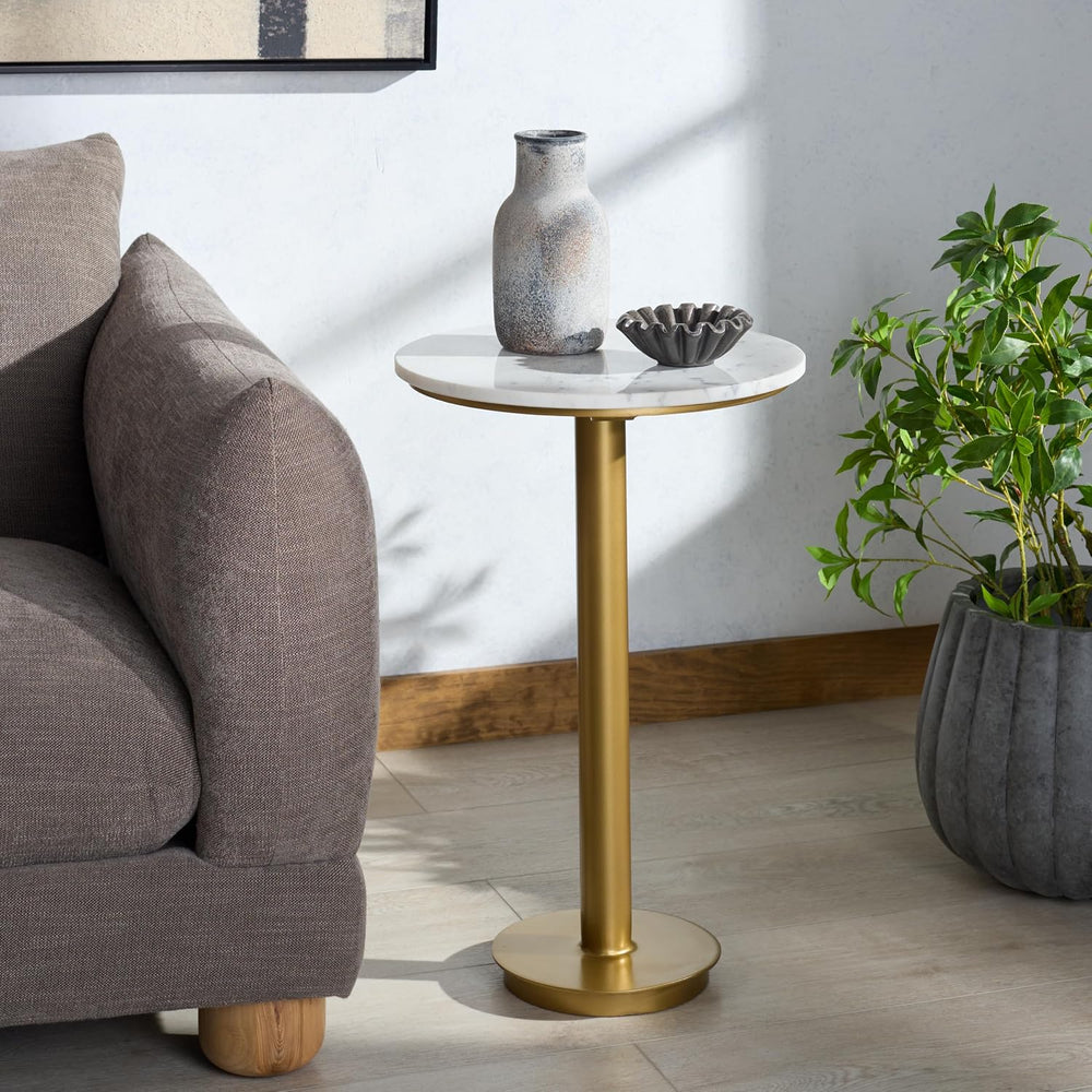 SAFAVIEH Couture Collection - Branxton Brass & Marble Accent Table, Tall ...