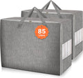 2 Pack 85L Comforter Storage Bags, Extra Large Bedding Storage Bags with Clear Window, Reinforced Handles & Zippers, Foldable Closet Organizers for Blanket Pillow Clothes