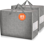 2 Pack 85L Comforter Storage Bags, Extra Large Bedding Storage Bags with Clear Window, Reinforced Handles & Zippers, Foldable Closet Organizers for Blanket Pillow Clothes