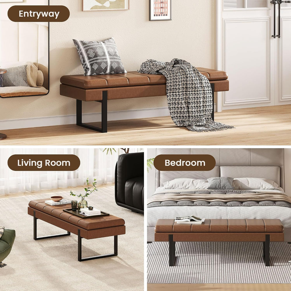 Breakfast Nook Bench 52" Storage Ottoman Bench Backless | End of Bed Ben...