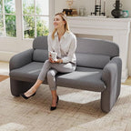 Furnimart Modern Loveseat Sofa, 54" 2-Seater Boucle Sofa, Comfy Upholstered Minimalist Couch, Small Couches for Small Spaces, Apartment, Office, Living Room, Bedroom, Dorm, Chenille Grey