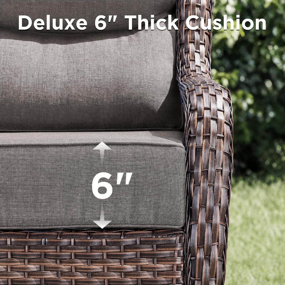Luxury Patio Furniture Set with Fire Pit Table-6 Pieces All Weather Outdoor S...