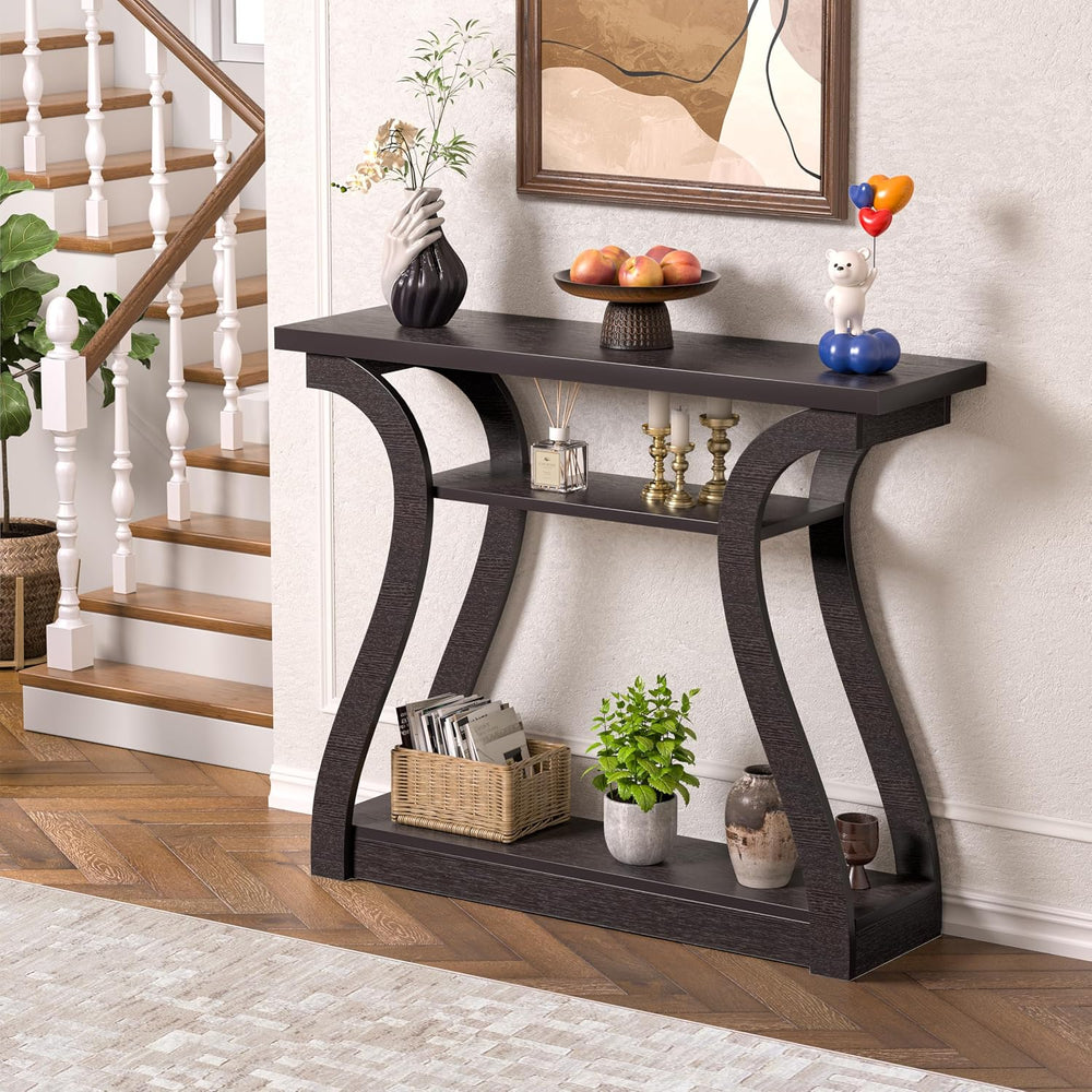 47" Narrow Console Table, Entry Table with Curved Legs, Sofa Table | Woo...