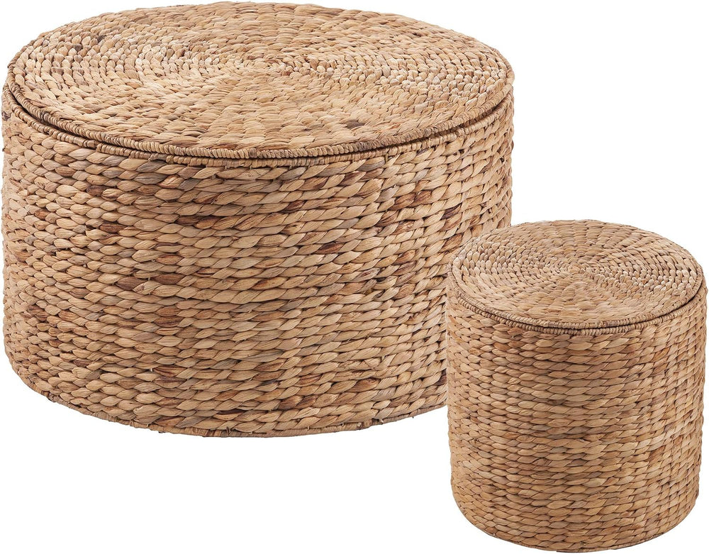 SEI Furniture - Satalia Round Water Hyacinth Storage Tables - 2 Piece Set - B...