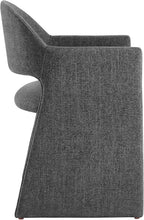 Modway Talia Upholstered Fabric Dining Armchair in Charcoal - Modern Curved Dining Chair with Open-Back - Living Room Barrel Lounge Chair - Single Upholstered Accent Chair with Arms