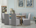 Upholstered Dining Chairs Set of 6 Modern Kitchen & Dining Room Chairs Linen Fabric Dining Chairs with Wooden Frame, Grey