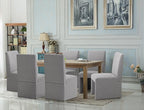 Upholstered Dining Chairs Set of 6 Modern Kitchen & Dining Room Chairs Linen Fabric Dining Chairs with Wooden Frame, Grey