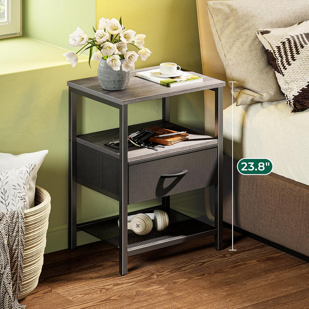 Huuger Nightstand Set of 2, Night Stand with Fabric Drawer, Mesh Shelf, Side ...