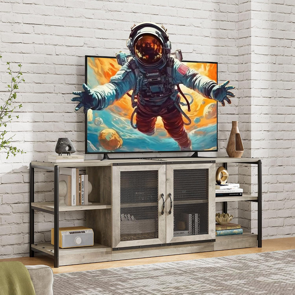 Amyove TV Stand for 65+ Inch TV, Industrial Entertainment Center TV Media Con...