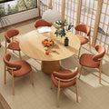 Kitchen Dining Chairs Set of 6 Modern Soft Linen Farmhouse Dining Room Chair with Metal Legs, Orange/Original