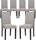 CHUN YI Upholstered Dining Chairs Set of 6, Fabric Dining Room Chairs with Solid Wood Legs, Modern Parson Chairs for Kitchen, Restaurant, Hotel, Light Gray