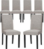 CHUN YI Upholstered Dining Chairs Set of 6, Fabric Dining Room Chairs with Solid Wood Legs, Modern Parson Chairs for Kitchen, Restaurant, Hotel, Light Gray