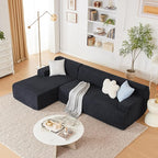 107" Modular Sectional Cloud Couch, Boneless couches Sponge sectionals for Living Room, High Density Sponges Sofa, Modular L-Shape with Chaise, Black