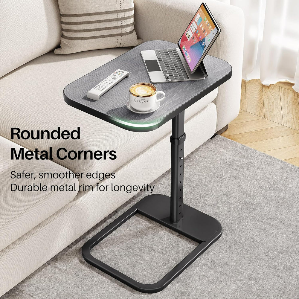 Kitstorack TV Tray Table, Adjustable Height & Rounded Metal Corners, Snac...