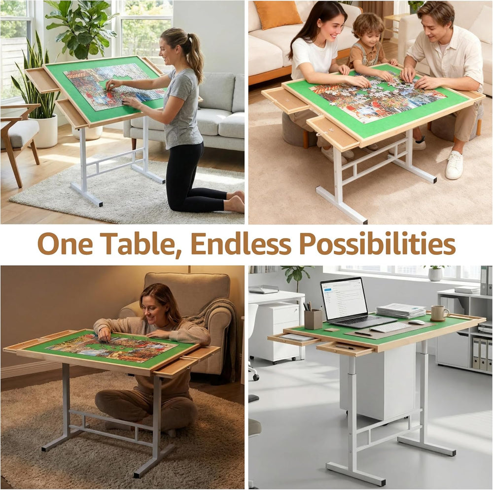Fanwer 1500 Pieces Tilting Puzzle Table with 4 Drawers & Cover for Adults