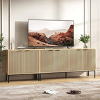 TV Stand for 100" TV, Mid Century Modern 94.5'' Television Stand, Entertainment Center with Storage and Adjustable Shelves, Media Console TV Cabinet for Living Room