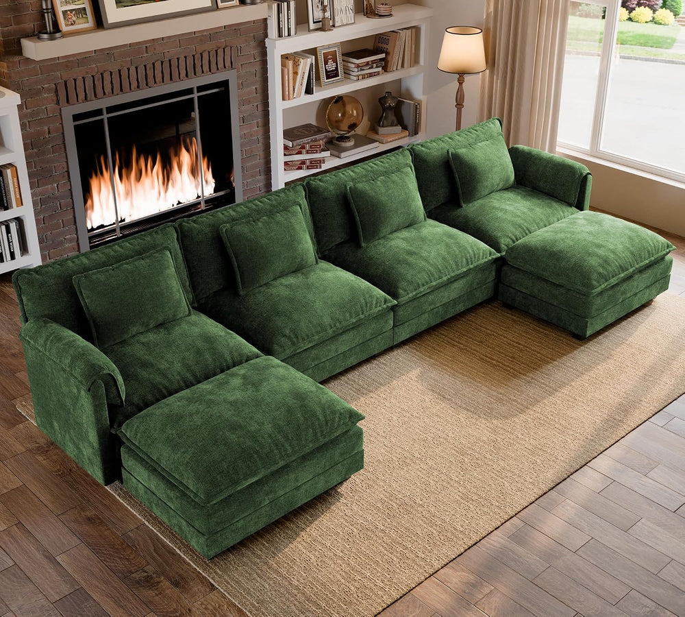 ELUCHANG 153" Oversized Modular Sectional Sofa, Comfy Chenille Cloud Cou...