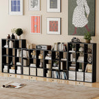 Cube Storage Organizer Bookcase, Decorative 11 inch Open Back Cubical Shelf with Thickened Border, Display Bookshelf for Living Room, Home Office, Sturdy Room (Black, 9 Cube)
